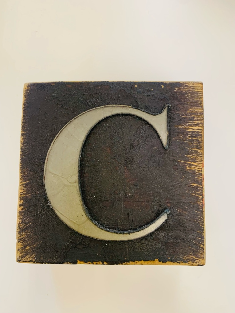 Vintage-style Woodblock Decorative Alphabet Letter Block Letter C